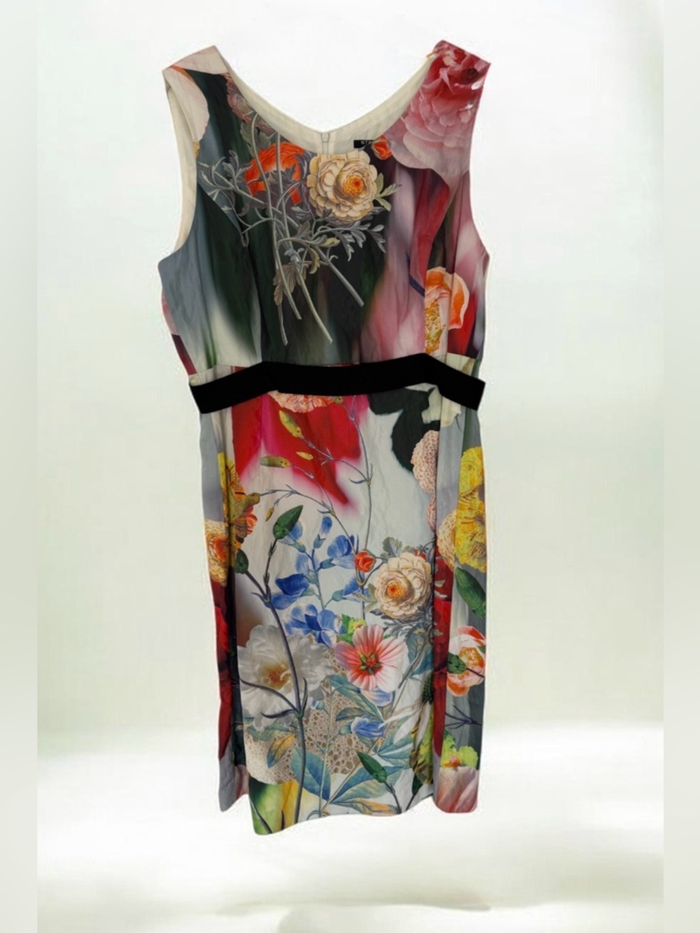 Strenesse by Gabriele Strehle Floral Print Taffeta Sleeveless Dress